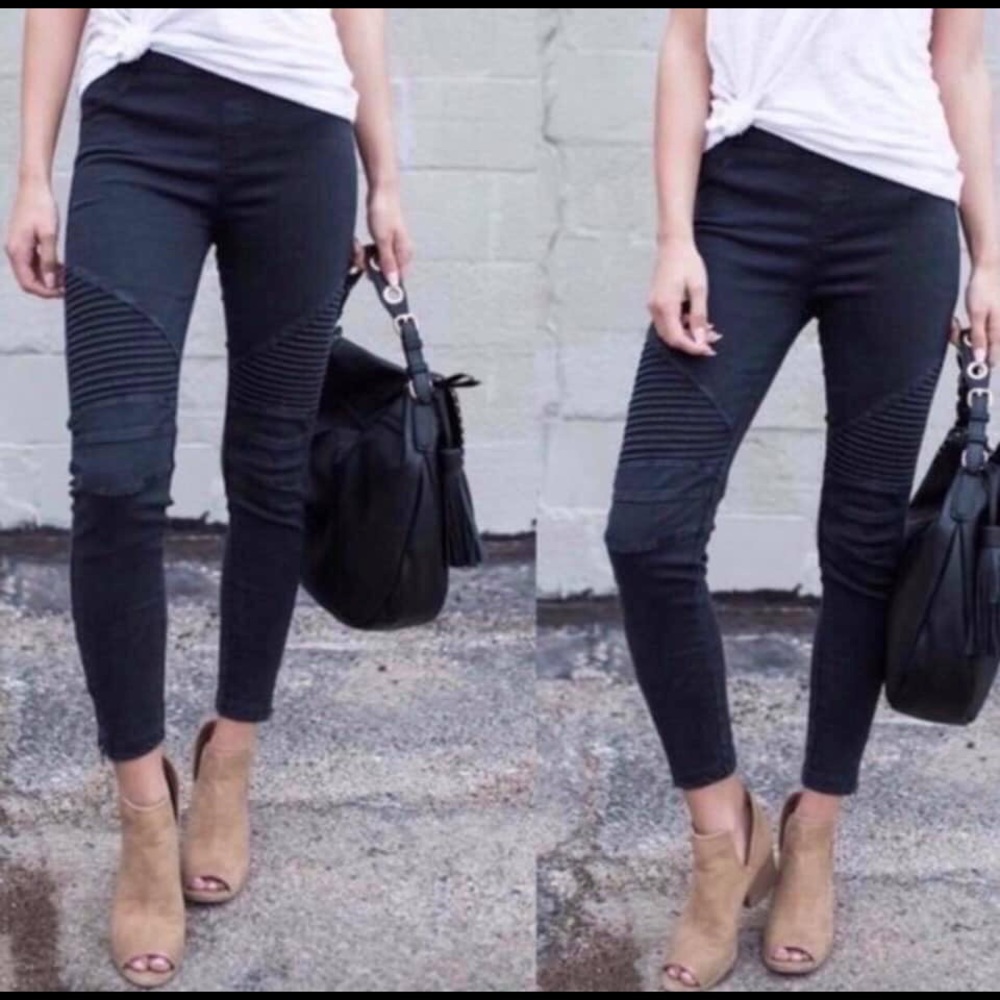 NEW BOUTIQUE Black Moto Leggings Pants small - Picture 1 of 1